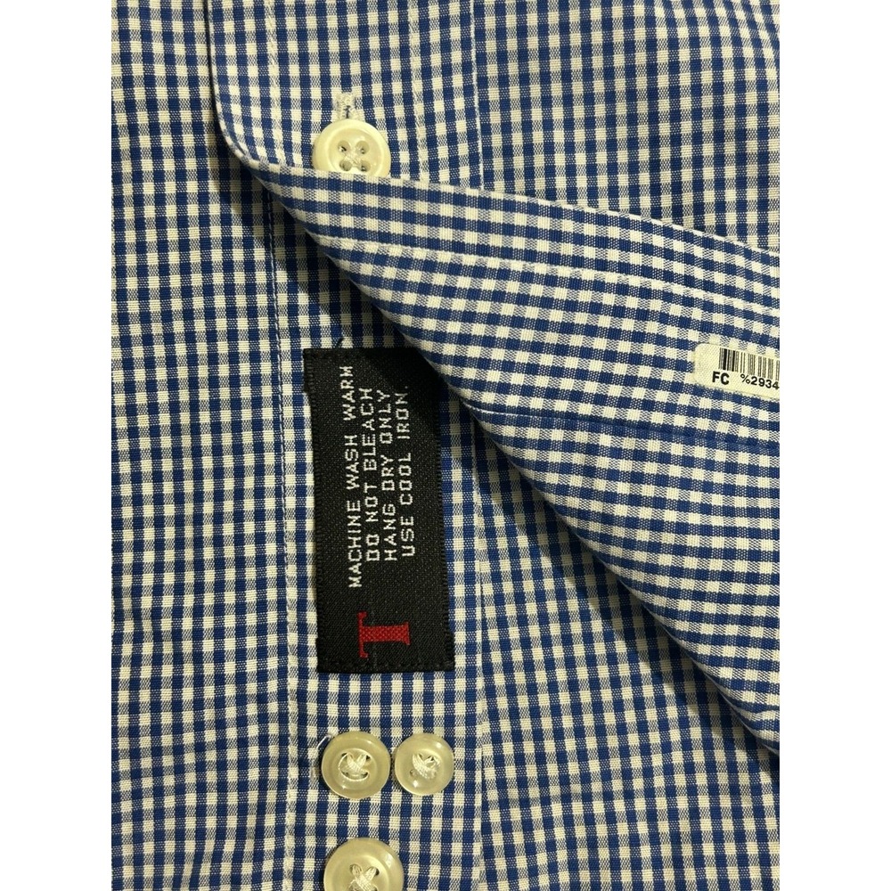 Robert Talbott Dress Shirt Men 17 Blue Checkered Single Chest Pocket Button Down - Picture 3 of 10